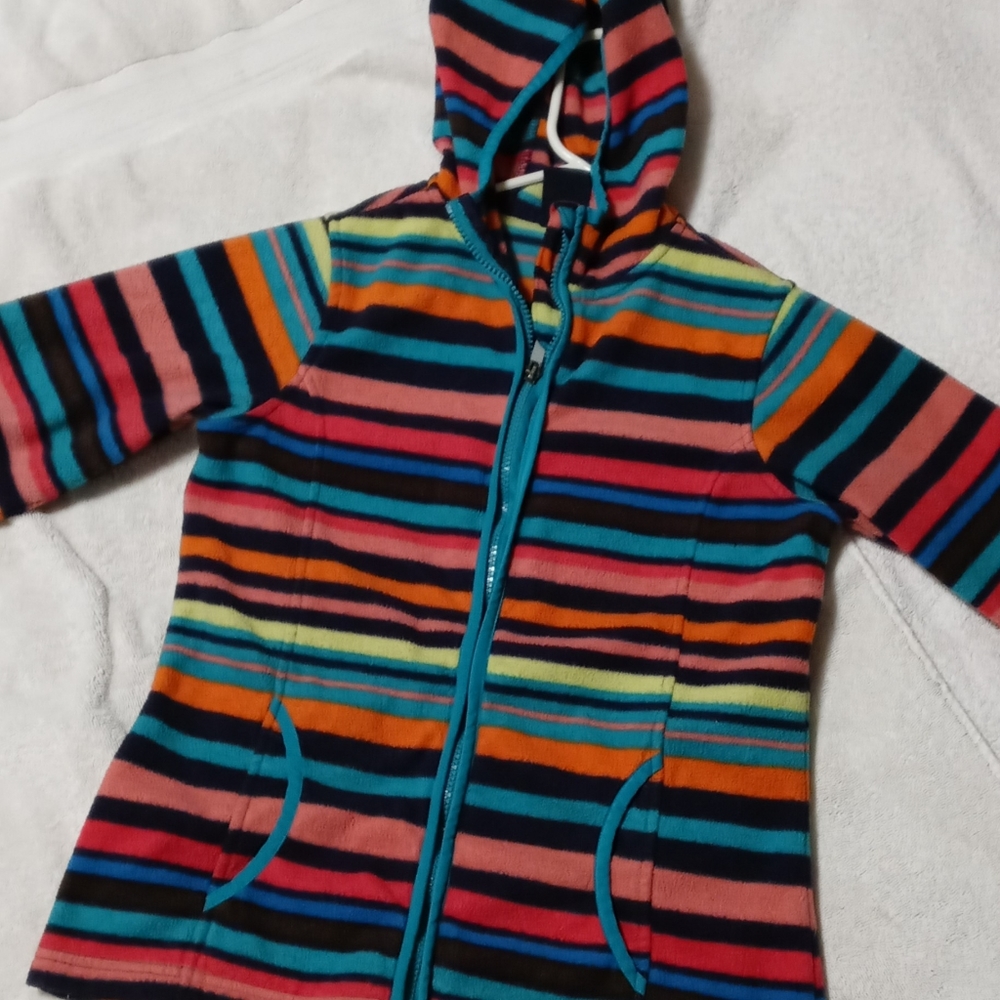 Zip up striped fleece hoody